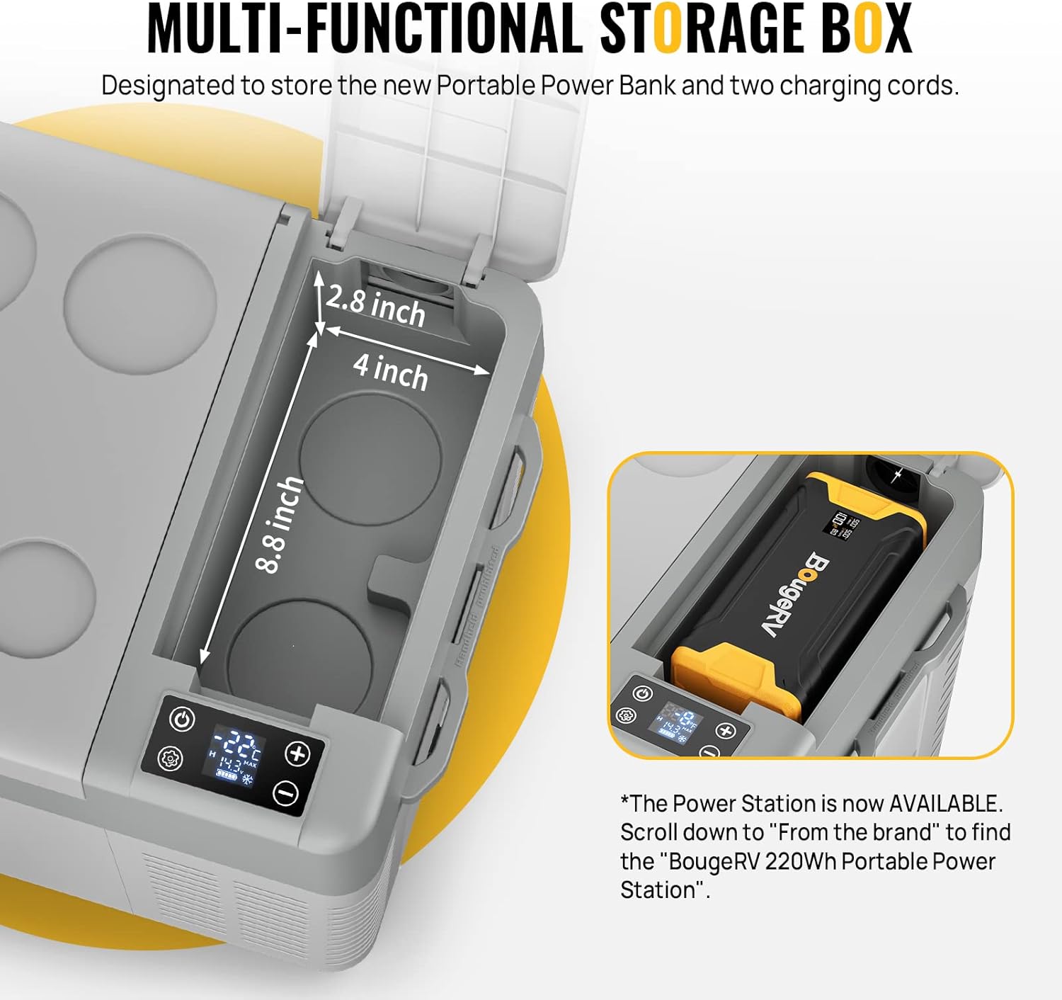 BougeRV CRPRO Glacière à Compression, Frigo Voiture 20 litres(-22℃~10℃), 12/24V DC &110-240V AC Glaciere Voiture, Frigo Compression 12v, pour voiture, camping, voyage