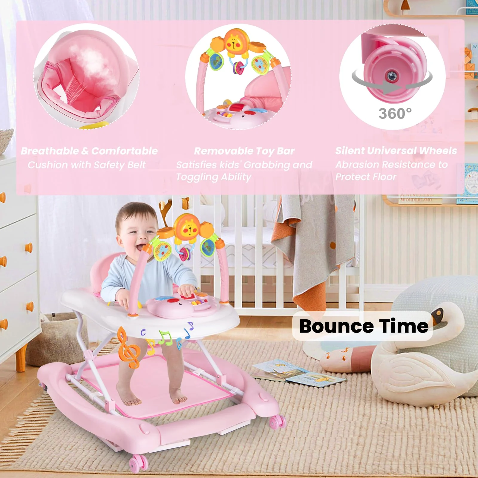 Boyro Baby 5-in-1 Baby Walkers for Boys Girls 6-12 Months