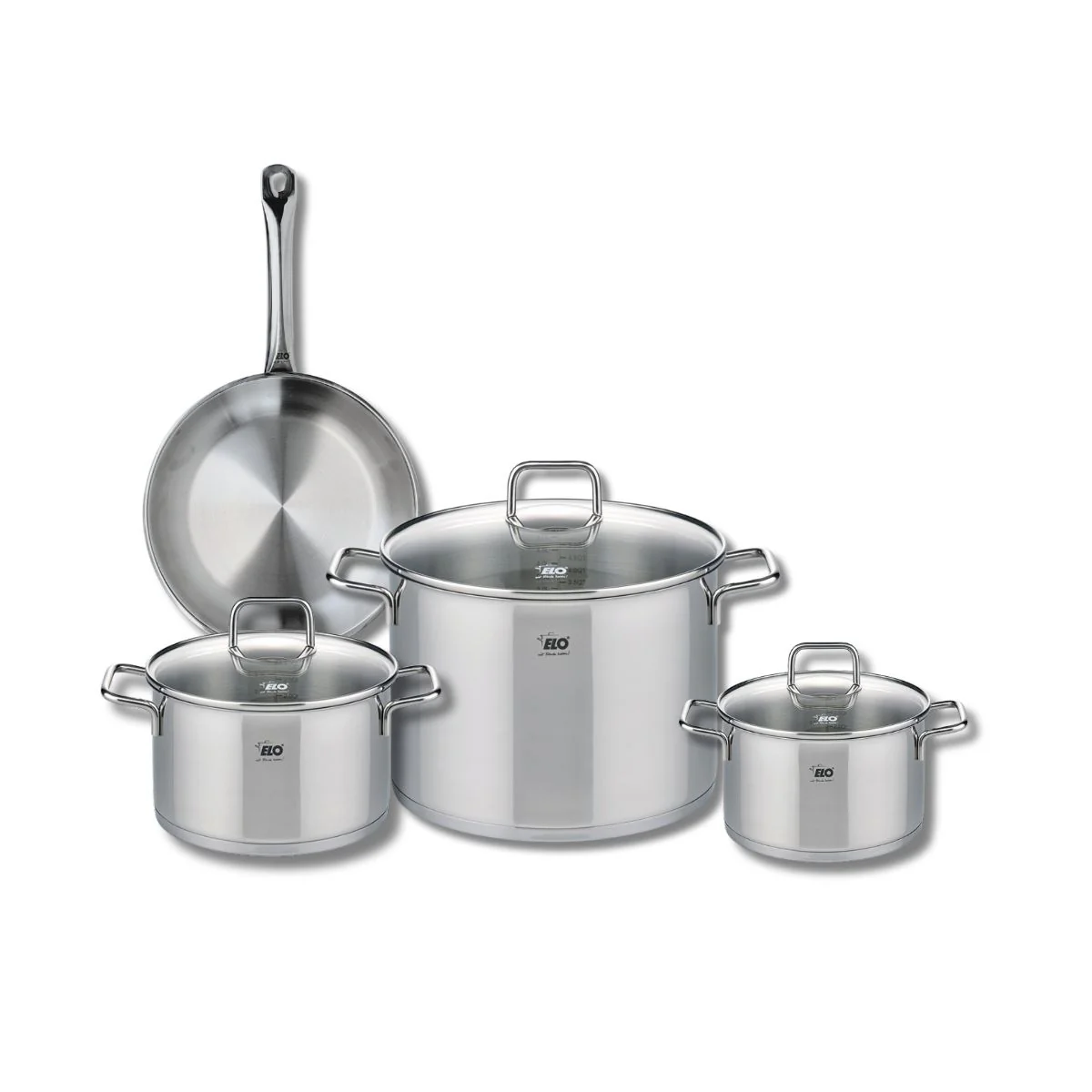 Ensemble de 1 Poêle de cuisson 24 cm et 3 faitouts 16, 20 et 26 cm Elo Profi Citrin Elo