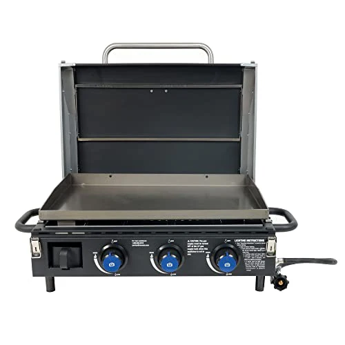 Razor Griddle Gas Grill & Griddle for Backyard Cooking and Camping, Portable Grill with Cart & Side Shelf