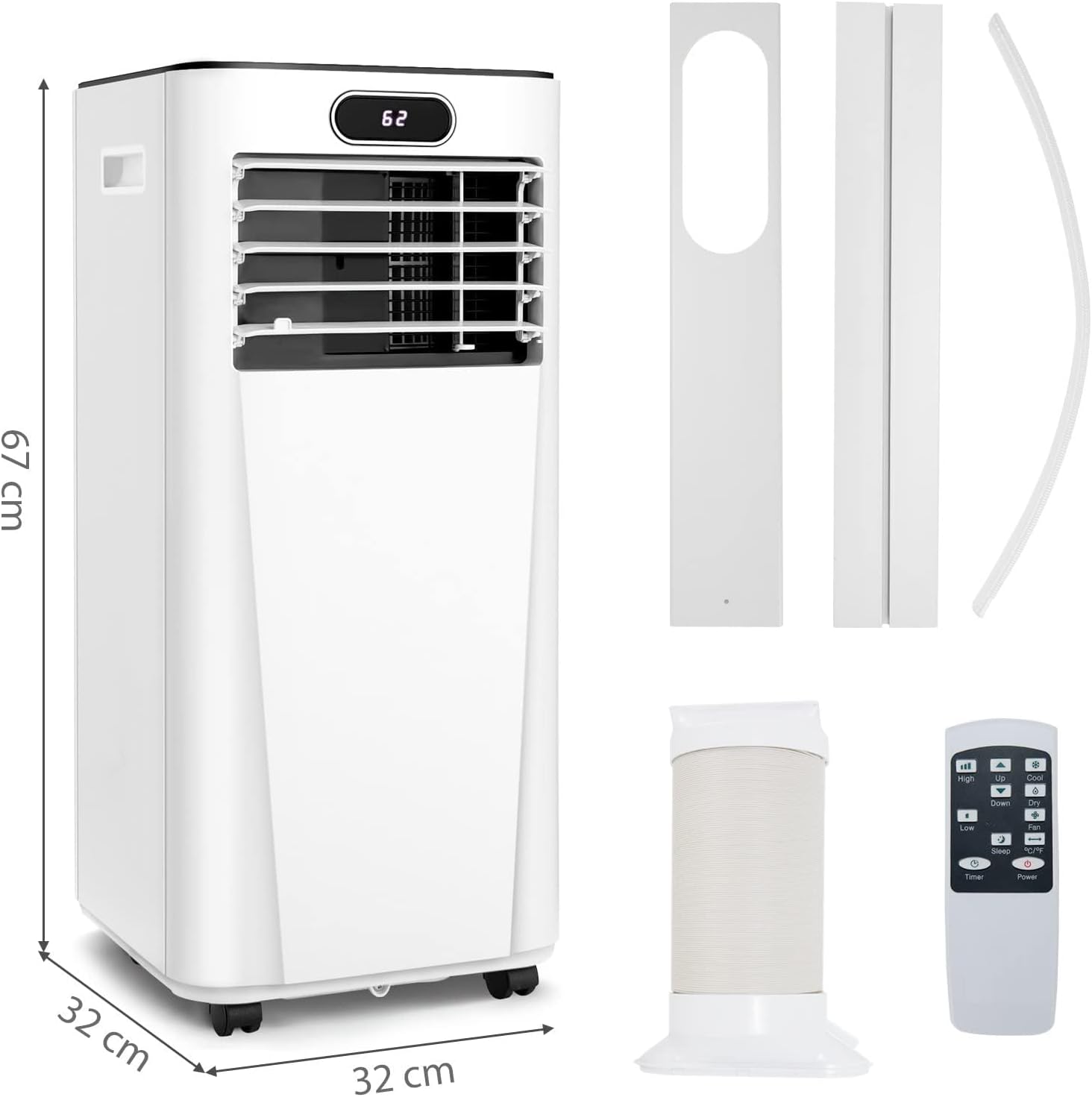 RELAX4LIFE Climatiseur Mobile Silencieux 9000BTU, Climatiseur Portable 4 en 1, Refroidisseur d'Air, Ventilateur, Déshumidificateur, Mode Nuit, 15-20㎡, Télécommande, Minuterie 24H, Classe Energie A