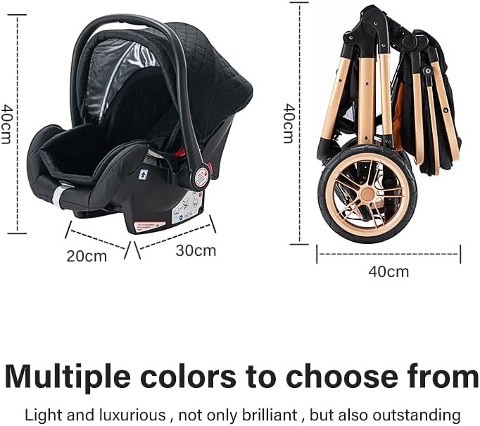 YAZOCO Poussettes 3 en 1 Citadines Poussettes Combinées Poussette Tricycle Baby Walker Poussette Haute Paysage Poussettes Pliantes Trolley Bébé Landau pour 0-36 (1 Noir)