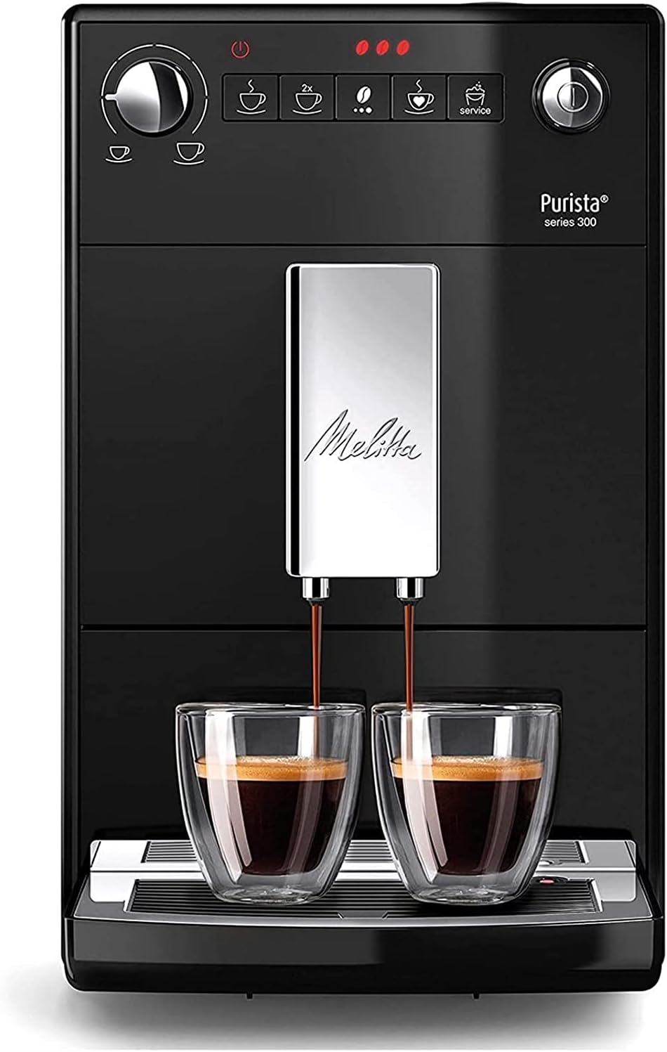 Melitta Purista Argent, Machine à Café à Grains avec Broyeur et Système d'Extraction des Arômes, Silencieuse, Mode 1 à 2 Tasses, Cafetière Expresso 1L, Automatique, F230-101