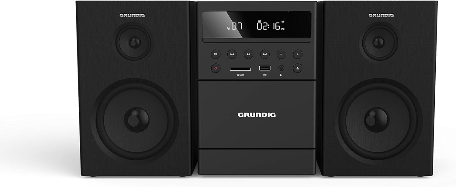 GRUNDIG Microsystème MS 300 Design, cassette, tuner FM, lecture MP3, USB, carte SD, Bluetooth, GHF1050, noir