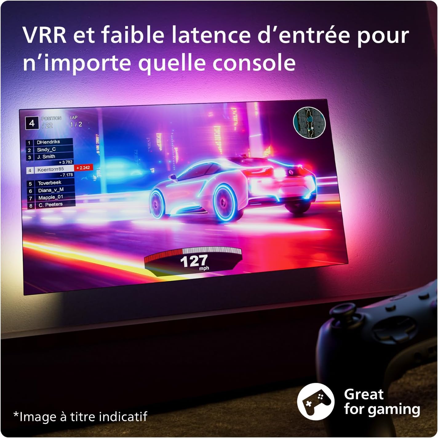 Philips Ambilight 43PUS8109 Smart TV LED 4K - Écran 43 Pouces avec Plate-Forme Pixel Precise Ultra HD, Titan OS et Son Dolby Atmos, Fonctionne avec l’Assistant Vocal Alexa et Google - Chrome satiné