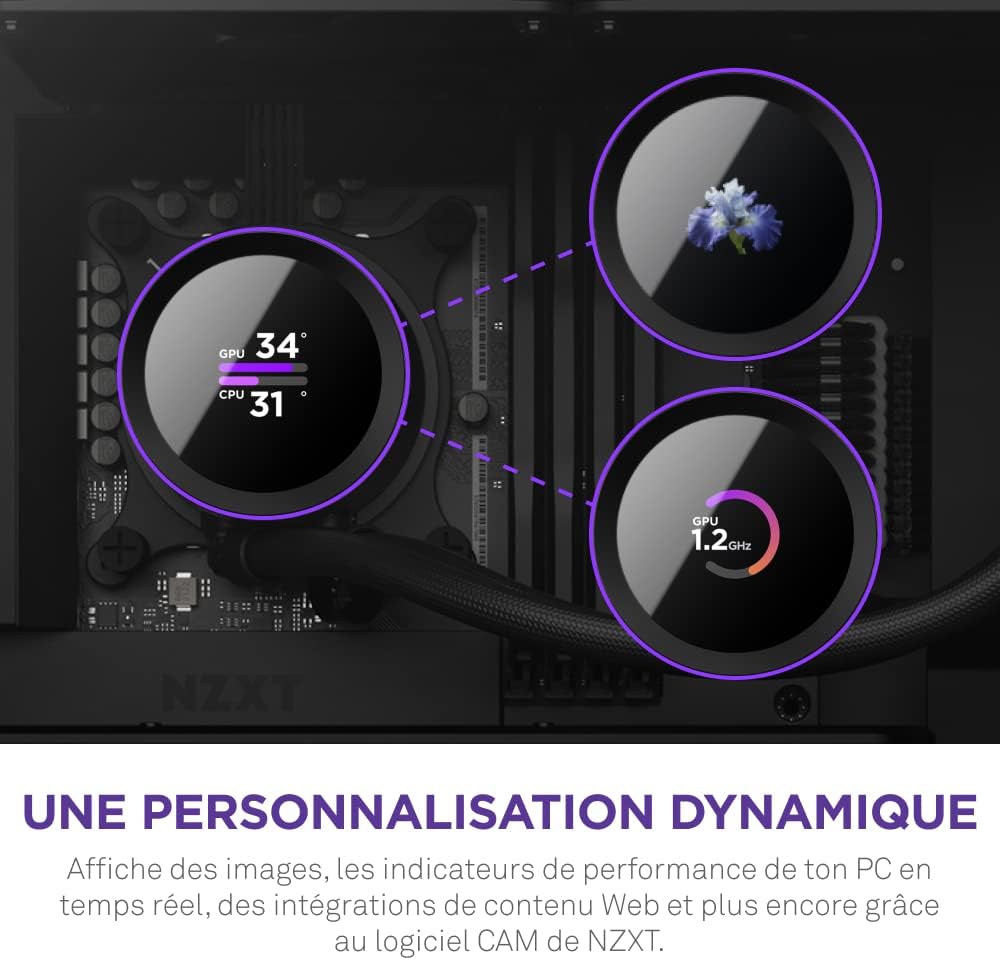 NZXT Kraken Elite 280 RGB - Refroidisseur de liquide CPU AIO - Radiateur 280mm - Ventilateur F280 RGB - IPS LCD 2,72 personnalisable - Turbine Pump - LGA 1700 1200 115X 1851 / AM5 AM4 - Noir