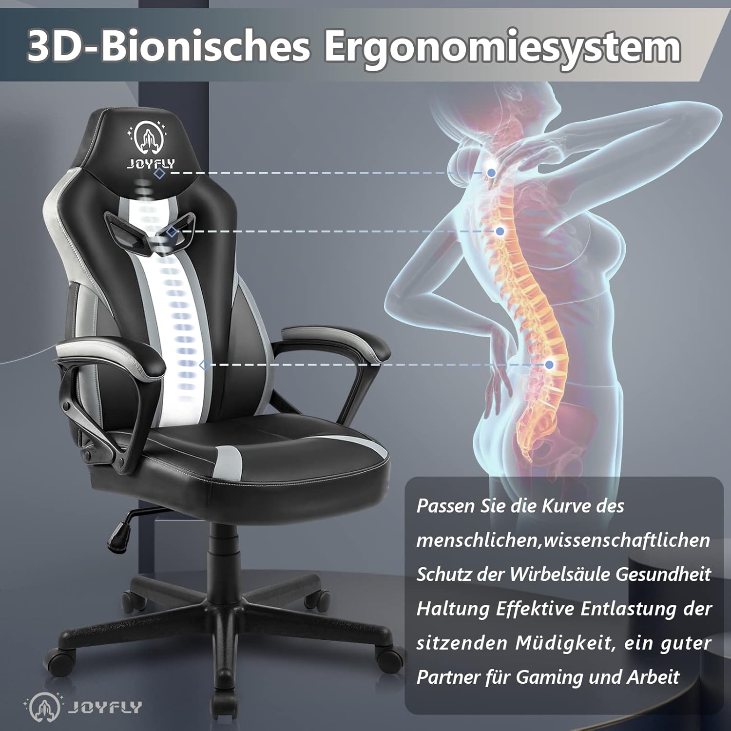 JOYFLY Chaise de Jeu Rose Ergonomique Kawaii Fauteuil Gaming avec Rabbit Ear Chaise de Bureau d'ordinateur Schreibtischstuhl avec Support Lombaire Filles(Rose)