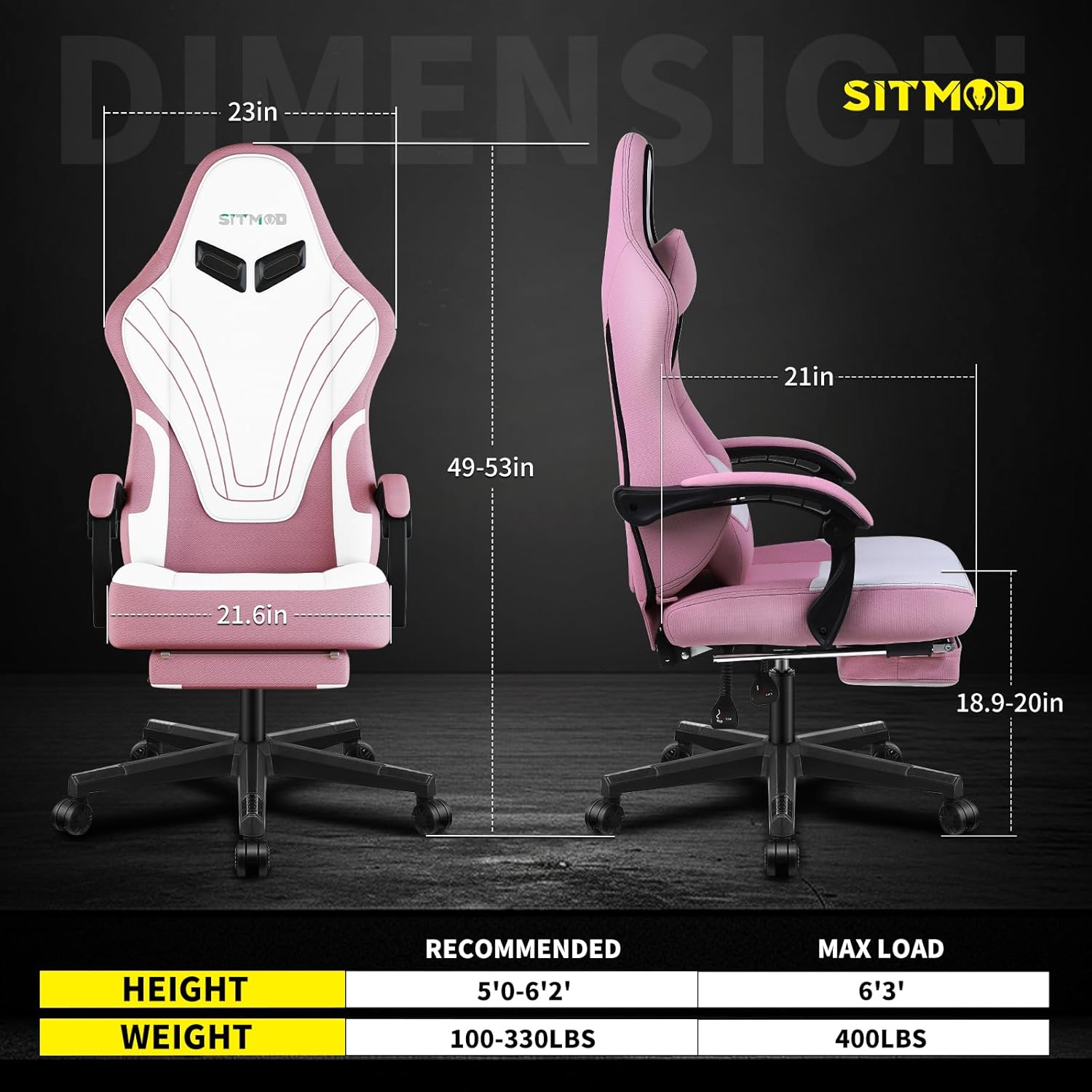 Ulody Chaise Gaming Ergonomique, Fauteuil de Bureau Pivotant, Dossier Haut, Siege Gamer avec Appui-tête et Soutien Lombaire Ajustables, Chaise de Jeu avec Repose-Pieds(Gris)