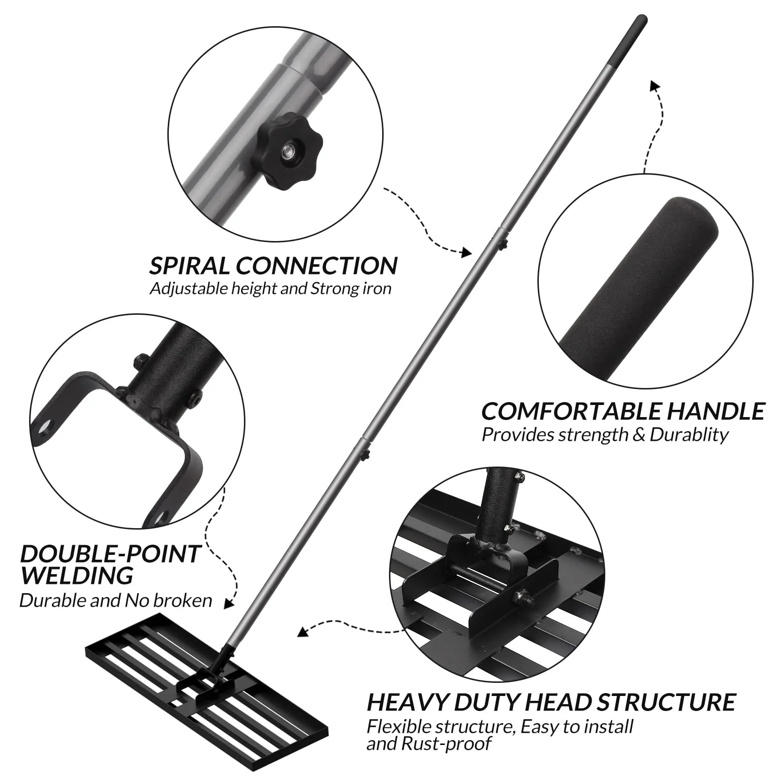 Walensee Lawn Leveling Rake, 7FT 45