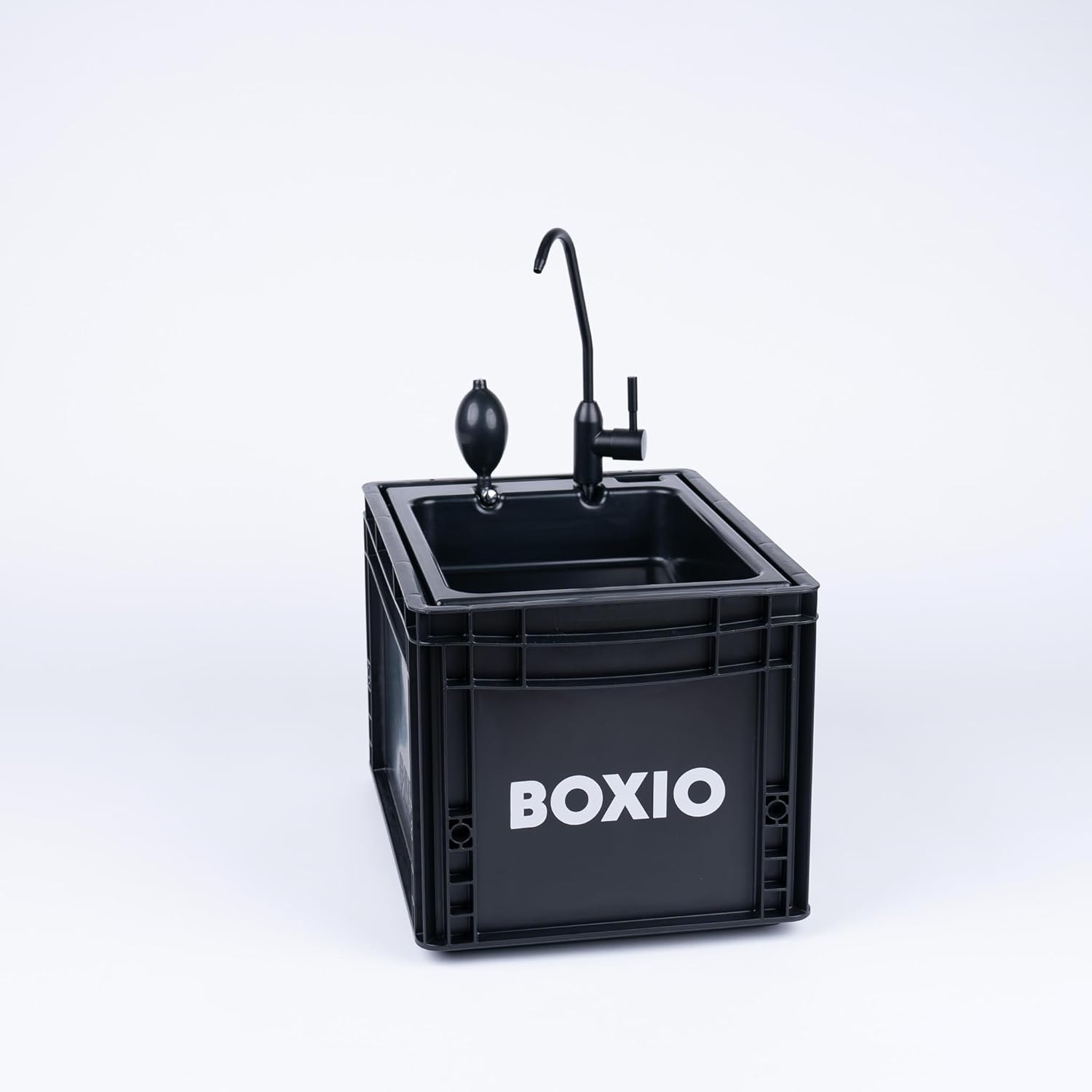 BOXIO - Wash: Lavabo Mobile avec Pompe à Main - vier Camping Car, Van, Camping, Jardin | vier avec Bac, Robinet en Plastique, Noir