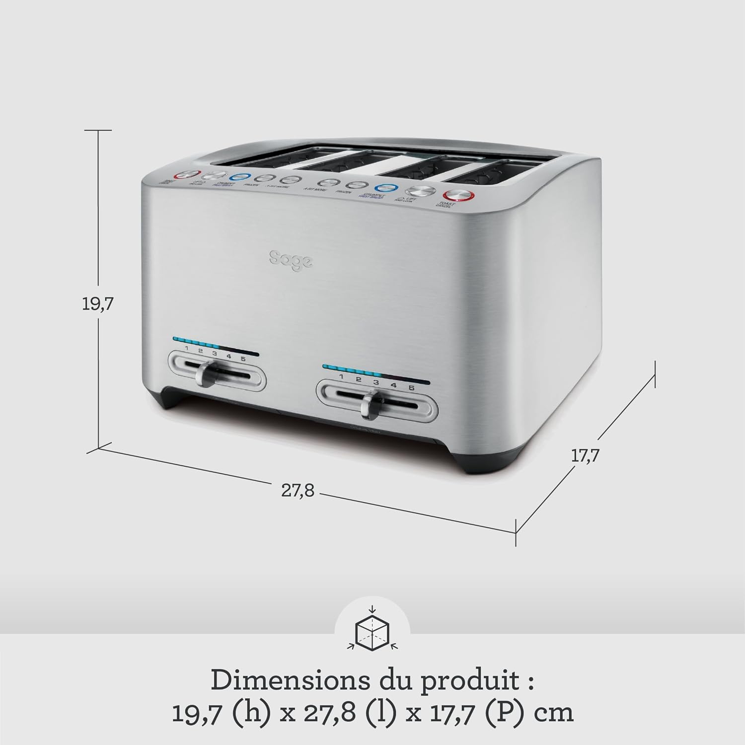 Sage - The Smart Toast Grille-pain 4 tranches, Aluminium Brossé