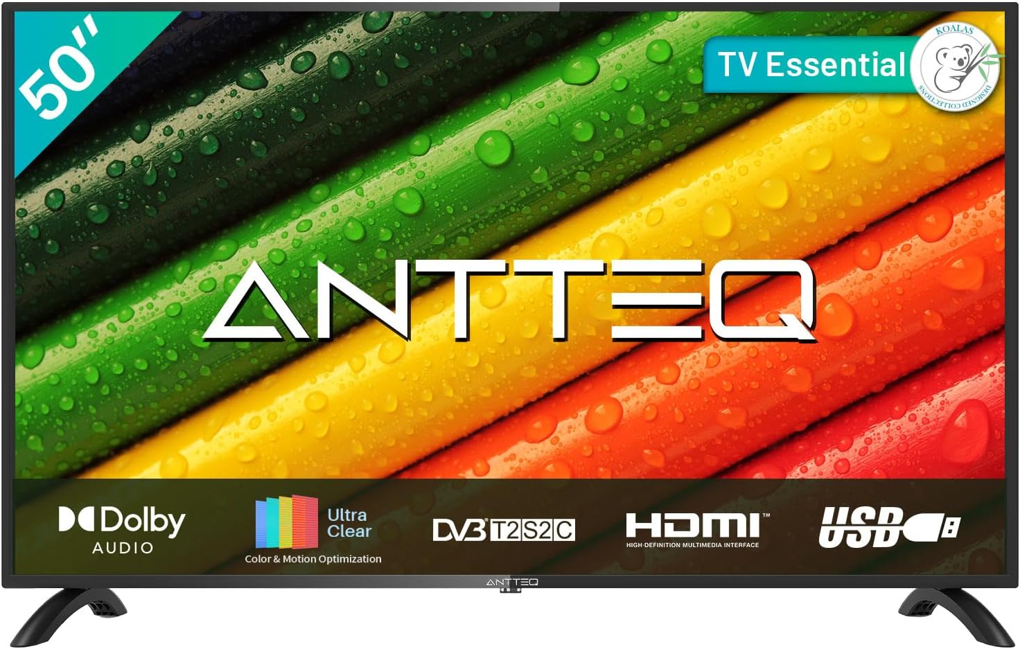 Antteq AB42D1 télévision 42 Pouces (TV 107 cm), Dolby Audio, LED, Triple Tuner DVB-C / T2 / S2, CI+, HDMI, Lecteur multimédia Via USB, Sortie Audio numérique, y Compris Mode hôtel