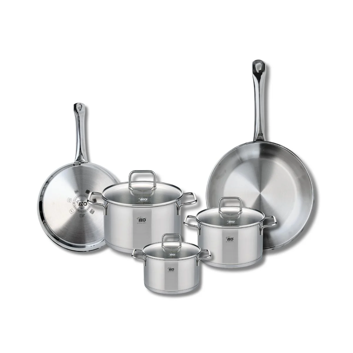 Ensemble de 2 Poêles de cuisson 24 et 28 cm et 3 faitouts 14, 16 et 20 cm Elo Profi Citrin Elo