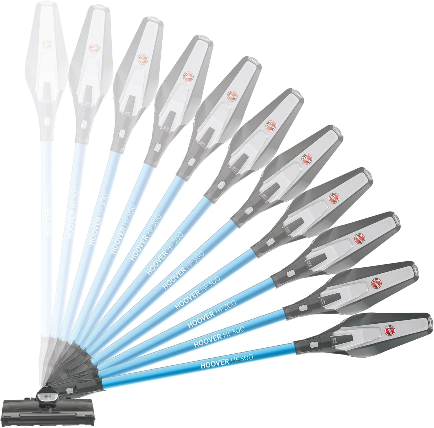 Hoover HF522STP Aspirateur Balai sans Fil Puissant, Grande Autonomie, Rangement Compact, Electrobrosse Anti-emmêlement LED, Turbobrosse Spéciale Animaux, Charge Rapide,Position Park&Go, Bleu Skyfall