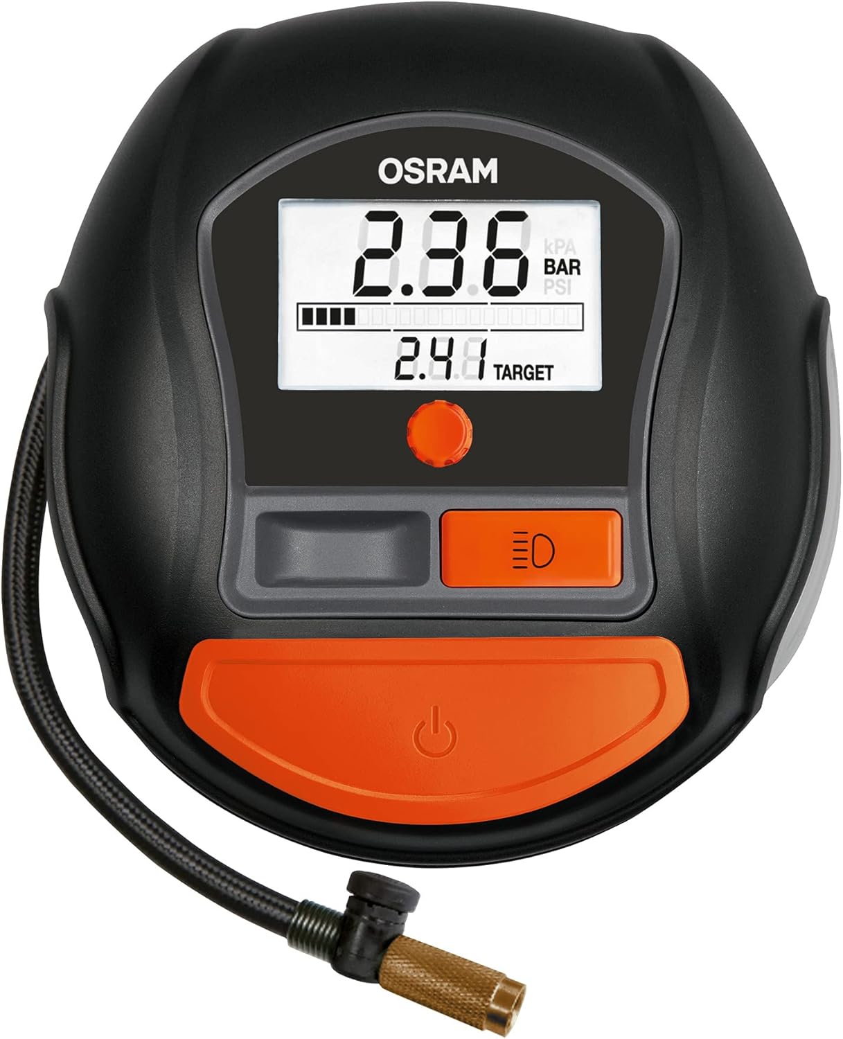OSRAM TYREinflate Connect 650, compresseur de pneu numérique avec arrêt automatique et lumière LED, compresseur portable 12V pour pneus de voiture, connexion électrique via allume-cigare
