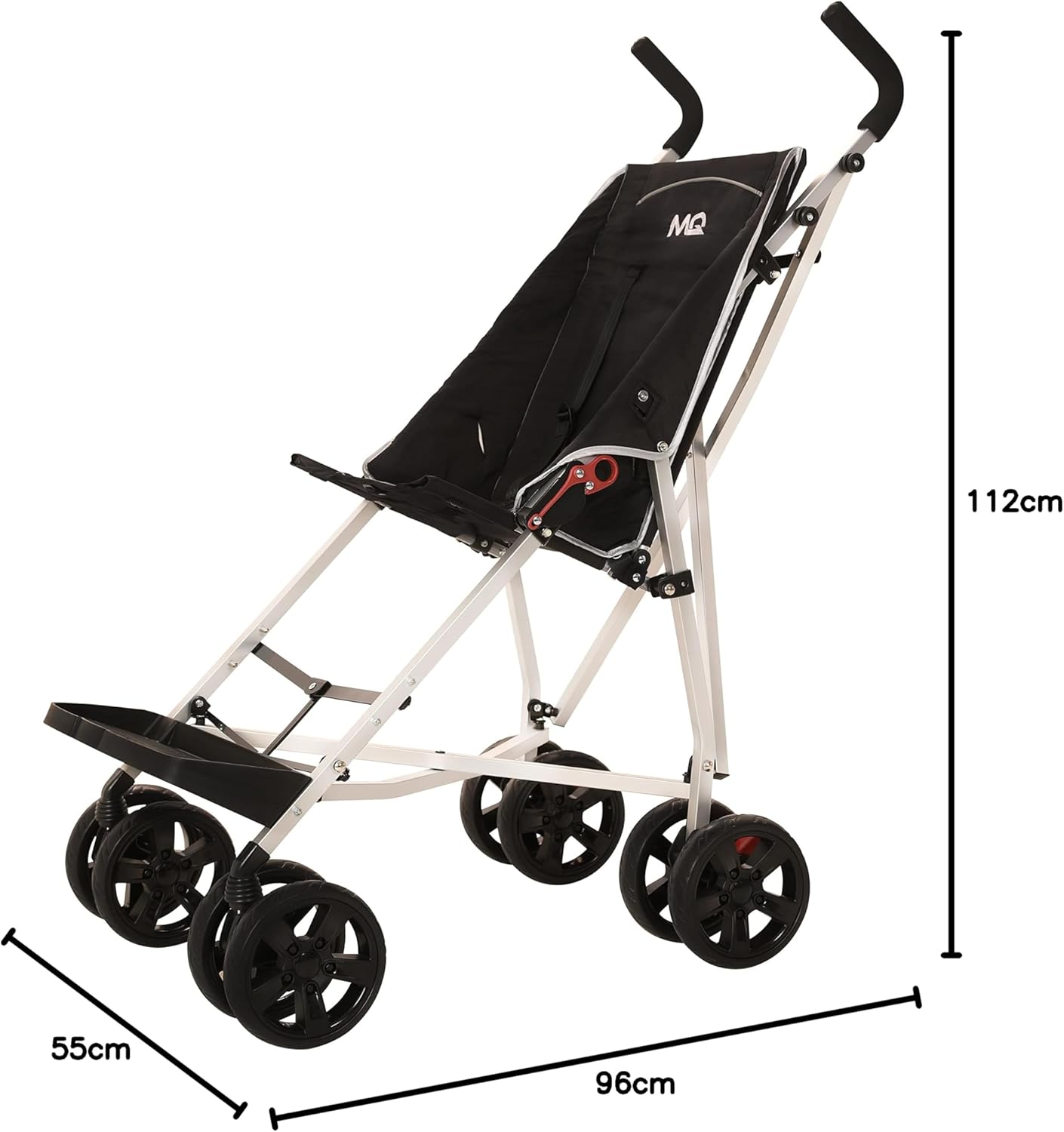 Poussette MobiQuip XL, Poussette pour besoins spécifiques, Poussette pour enfant handicapé plus âgé, Grande poussette noire