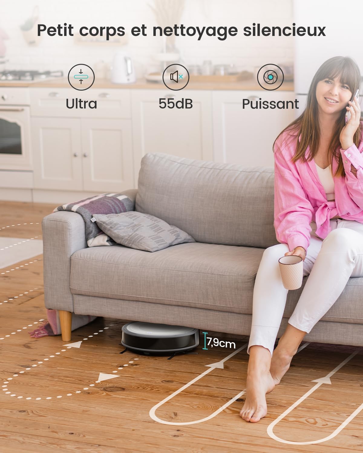 Lefant Aspirateur Robot, Robot Aspirateur 4500Pa Puissance d'Aspiration, Évitement Précis des Obstacles, Anti-Enchevêtrement Idéal pour Les Poils d'animaux, Cheveux et Sols Durs,Contrôle par App/Alexa