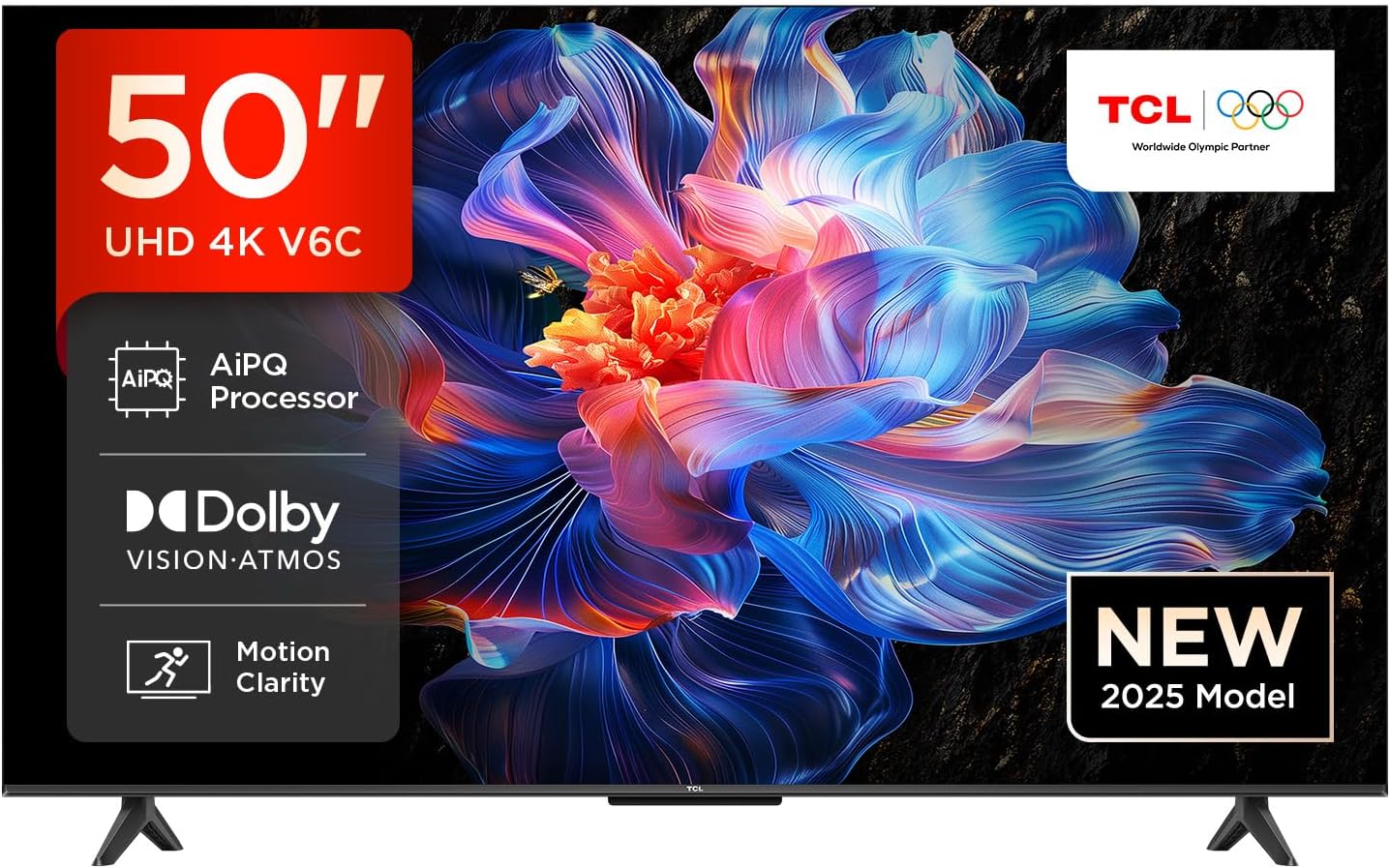 TCL 55V6B 55 Pouces 4K Ultra HD, HDR TV, Smart TV Powered by Google TV (Dolby Audio, Motion Clarity, Voice Control, Compatible avec Google Assistant, Chromecast intégré)