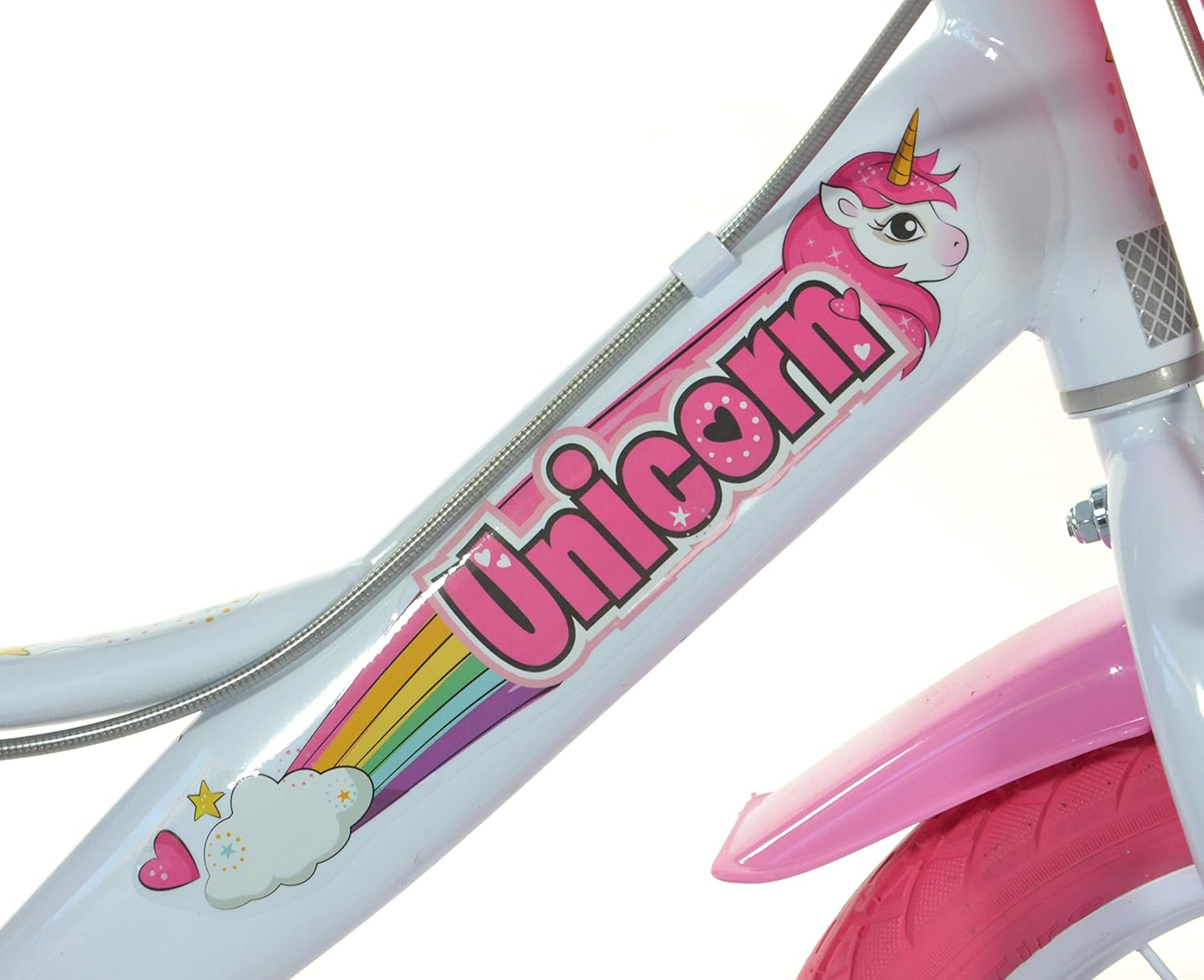 Dino Bikes Unicorn 16 Bicycle Licorne 40,6 Fille, Blanc/Rose, 40,6 cm