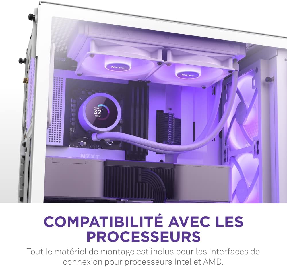 NZXT Kraken Elite 280 RGB - Refroidisseur de liquide CPU AIO - Radiateur 280mm - Ventilateur F280 RGB - IPS LCD 2,72 personnalisable - Turbine Pump - LGA 1700 1200 115X 1851 / AM5 AM4 - Noir