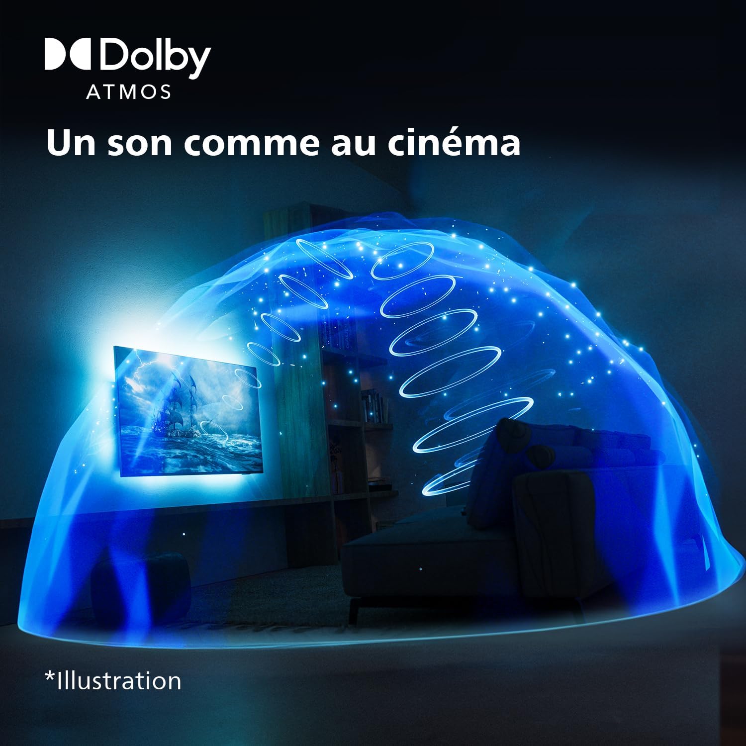 Philips Ambilight 43PUS8109 Smart TV LED 4K - Écran 43 Pouces avec Plate-Forme Pixel Precise Ultra HD, Titan OS et Son Dolby Atmos, Fonctionne avec l’Assistant Vocal Alexa et Google - Chrome satiné