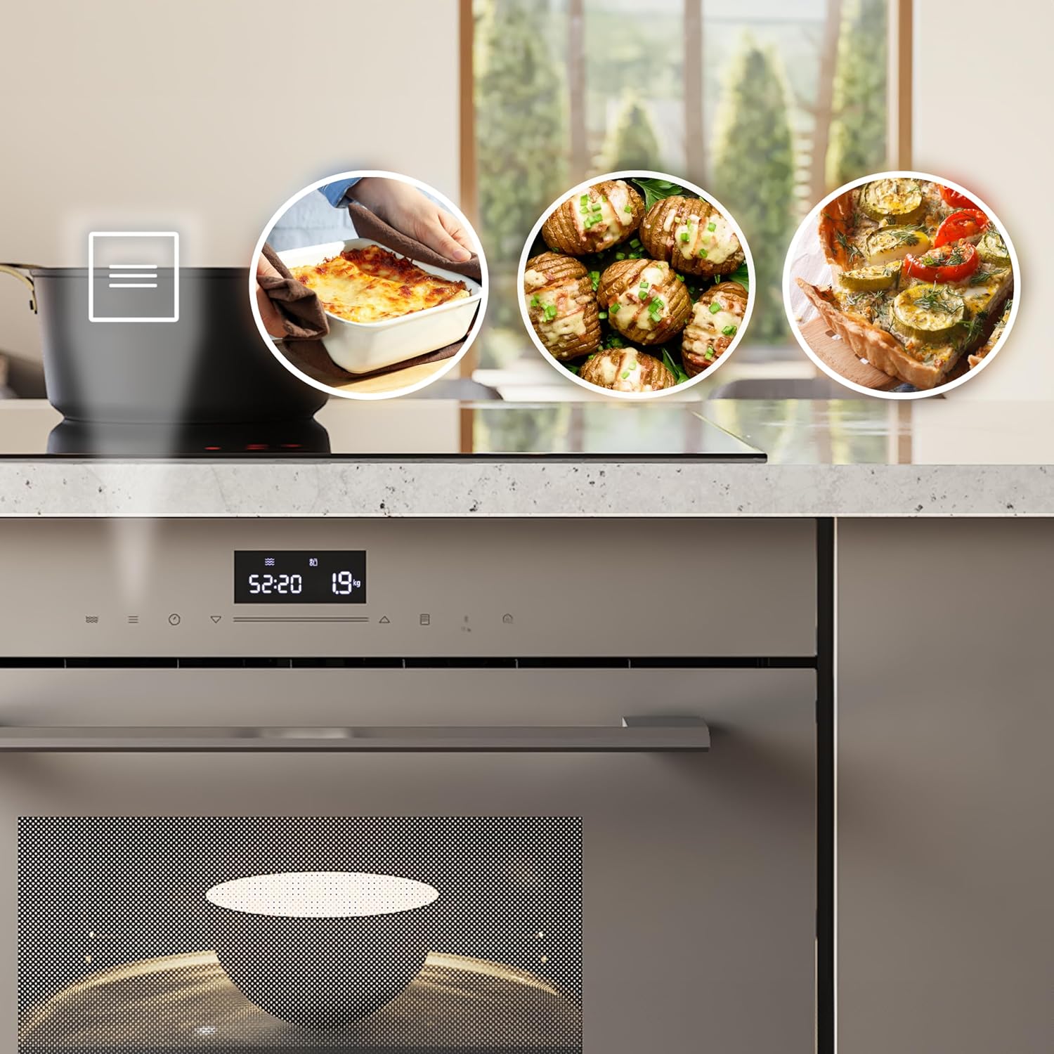 Cecotec Four à micro-ondes encastrable 60x45cm Bolero Hexa MW703800 Glass Grey. 1450W, 34L, fonction micro-ondes, mode grill, décongélation, menu automatique, cuisson rapide, minuterie électronique