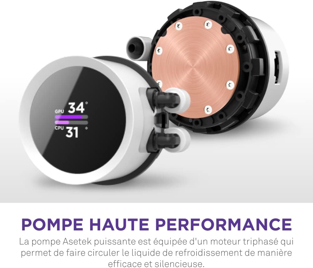 NZXT Kraken Elite 280 RGB - Refroidisseur de liquide CPU AIO - Radiateur 280mm - Ventilateur F280 RGB - IPS LCD 2,72 personnalisable - Turbine Pump - LGA 1700 1200 115X 1851 / AM5 AM4 - Noir