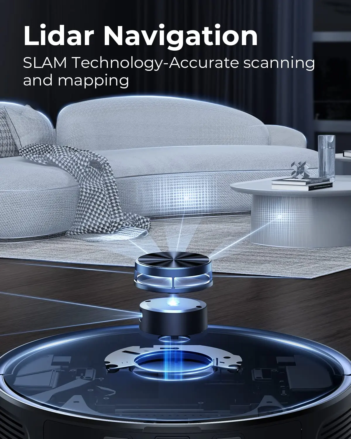 Robot Vacuum and Mop Combo, Laresar L6 Pro Robotic Vacuum Cleaner with Auto Dirt Disposal, App Control, Works with Alexa, Lidar Navigation Smart Mapping, Max 3000pa Suction for Pet Hair/Floors/Carpets