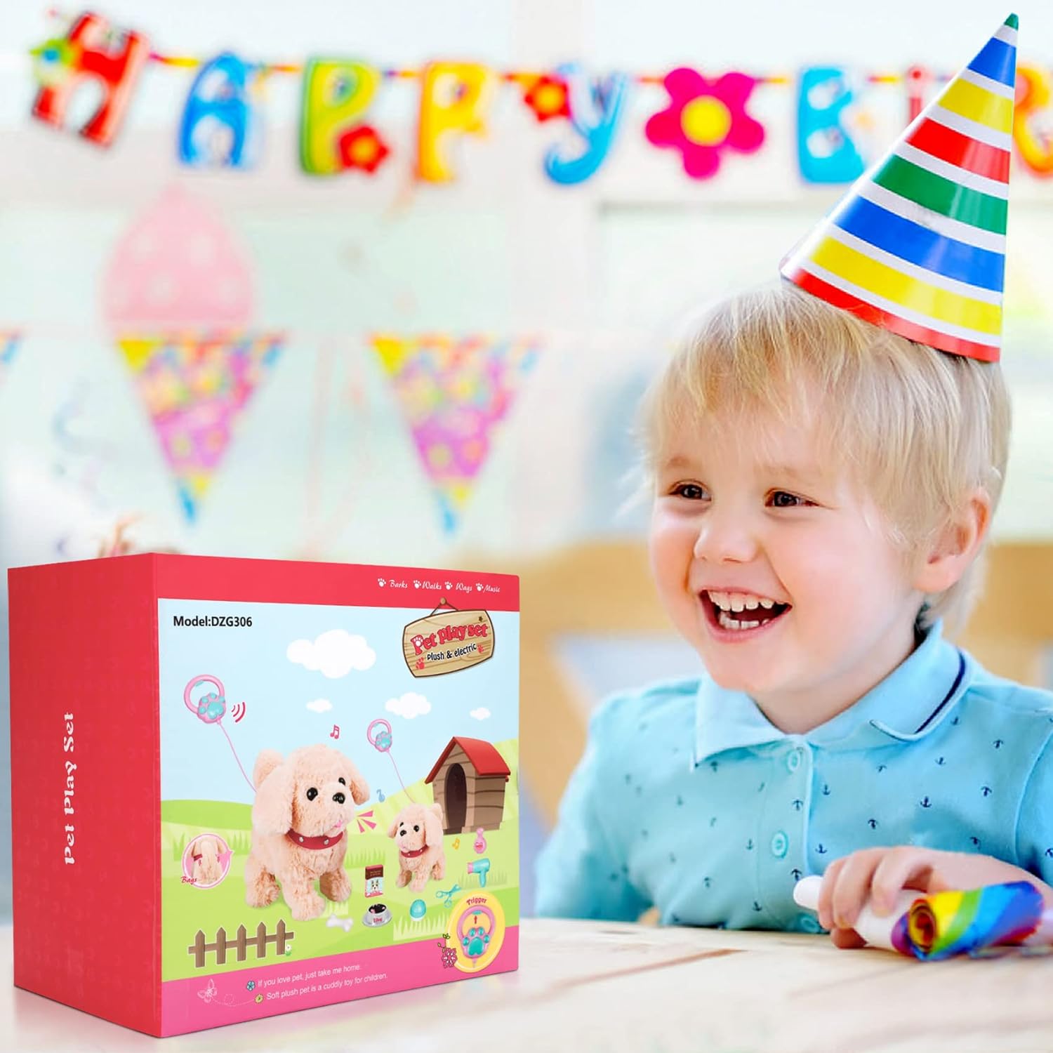 Jouets pour Chiens de Marche, Chiens électroniques interactifs pour Animaux de Compagnie, Marche Parlant aboyant répétant Le Chant Chiot Jouet Cadeaux pour 2 3 4 Ans Filles garons Enfants