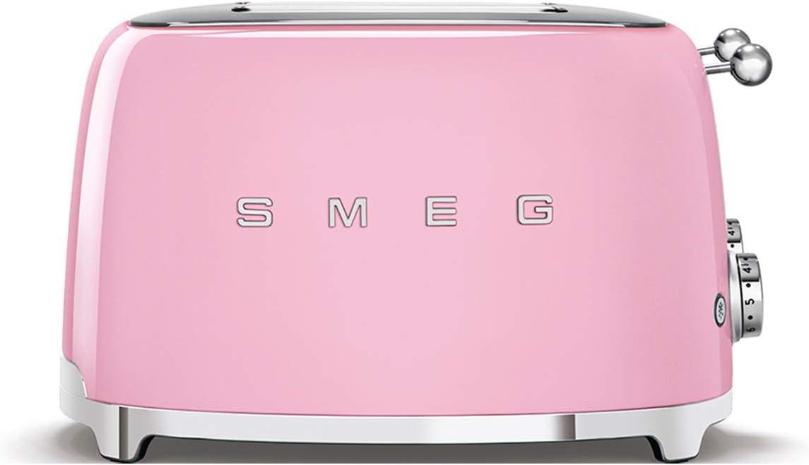 Smeg, Grille-pain 4 Tranches TSF03BLEU, 4 Fentes 36 mm, 6 Niveaux de Brunissage, Fonction Chauffage, Décongélation et Bagel, Éjection Automatique du Pain, 2 Ramasse Miettes, 2000 W, Noir