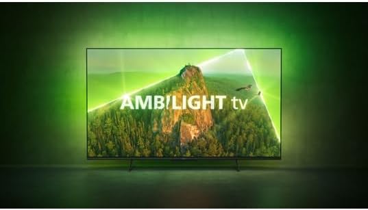 Philips Ambilight 43PUS8109 Smart TV LED 4K - Écran 43 Pouces avec Plate-Forme Pixel Precise Ultra HD, Titan OS et Son Dolby Atmos, Fonctionne avec l’Assistant Vocal Alexa et Google - Chrome satiné