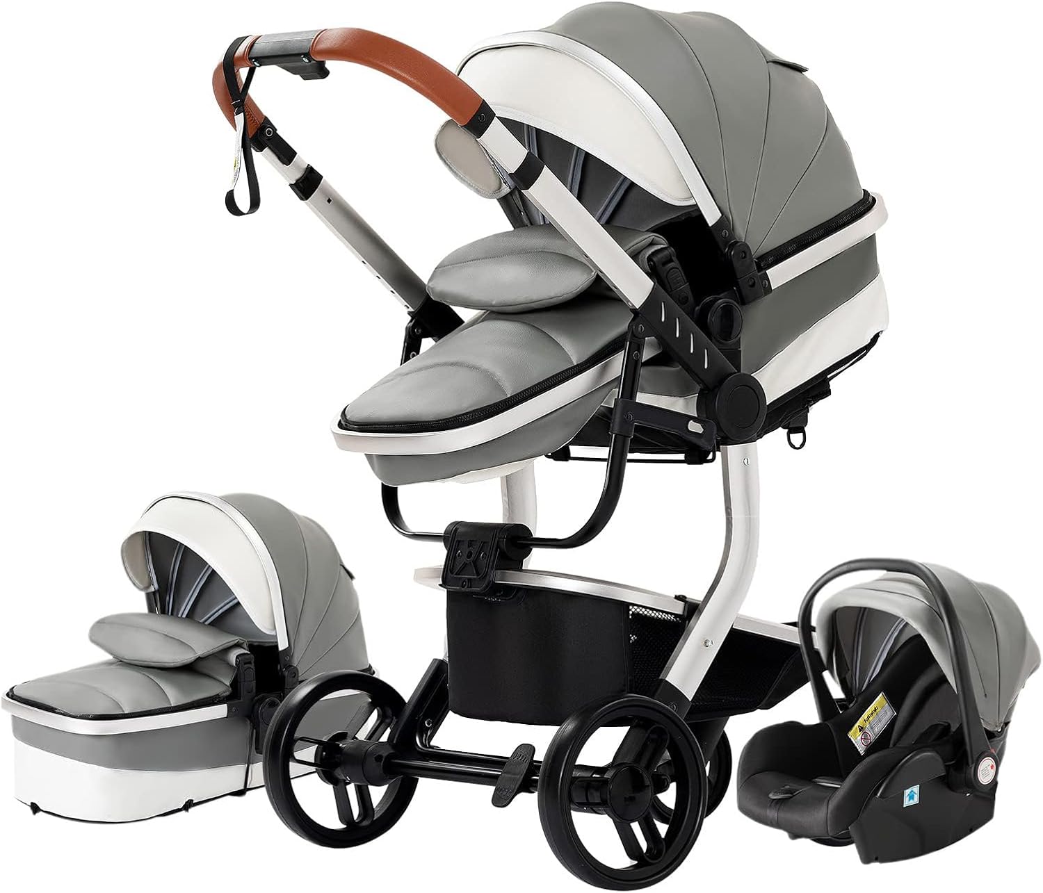 NADDLILY Poussette 3 en 1, Poussette Bebe avec Conception Portable Pliable en Un Clic, Pousette 3 en 1 avec Poussée Réversible Bidirectionnelle, Poussette Canne avec Accessoires (V9 Black)