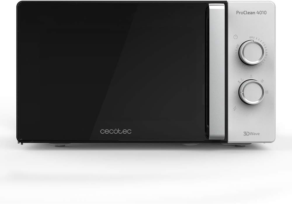 Cecotec Four à micro-ondes ProClean 9110 FullINOX avec grill 1000 W, 30 litres, 5 niveaux de puissance, 8 programmes, minuterie de 60 minutes, revêtement Ready2Clean, design avant miroir