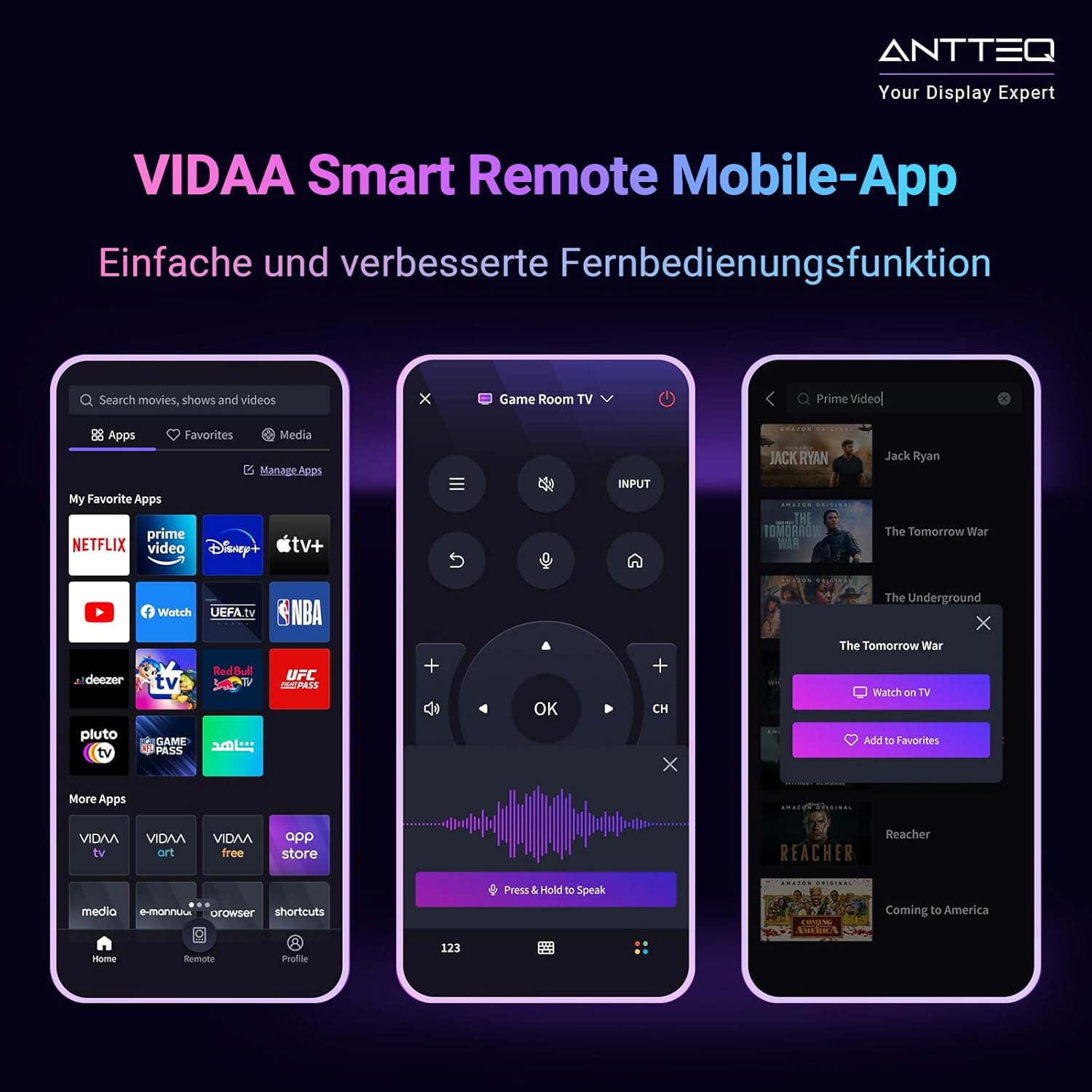 Antteq AB42D1 télévision 42 Pouces (TV 107 cm), Dolby Audio, LED, Triple Tuner DVB-C / T2 / S2, CI+, HDMI, Lecteur multimédia Via USB, Sortie Audio numérique, y Compris Mode hôtel