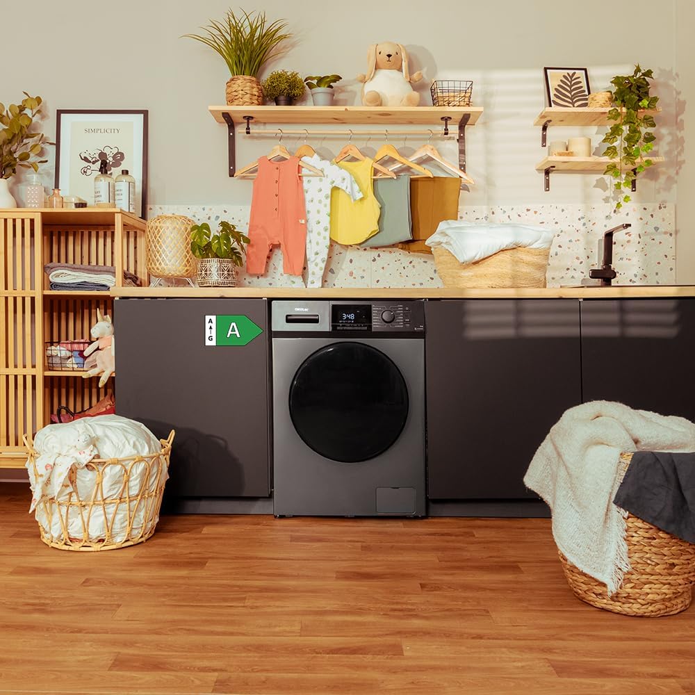 Cecotec Lavadora 8 Kg Carga Frontal Bolero Dresscode 8500 Inverter A. 1900 W, 1400 rpm, Motor Inverter Plus, Bajo Consumo, 16 Programas, SteamMax, Delay Start, Blanco