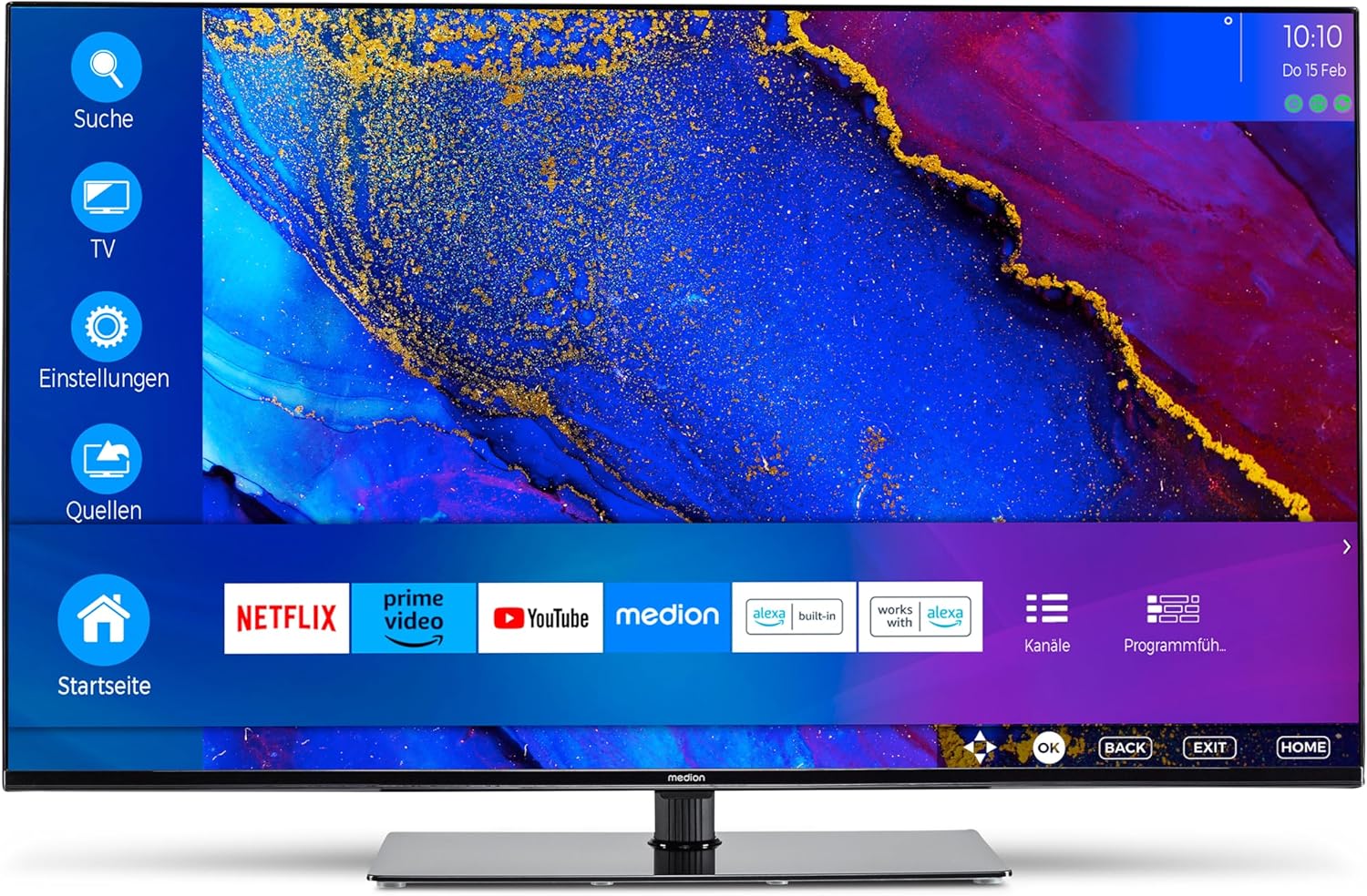 MEDION X14370 (MD 30706) 108 cm (43 Zoll) Fernseher (Smart TV, 4K Ultra HD, Dolby Vision HDR, Dolby Atmos, Netflix, Prime Video, MEMC, Micro Dimming, Bluetooth, PVR)