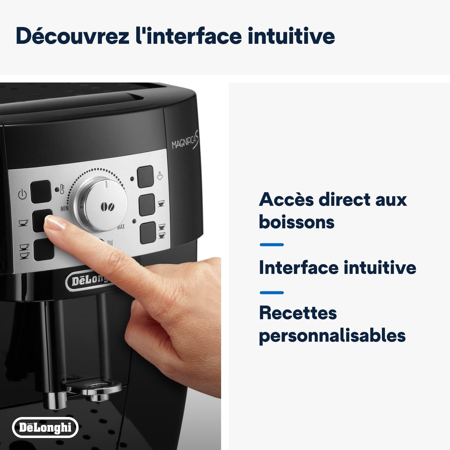 De'Longhi Magnifica S ECAM11.112.B, Machine à Café Automatique/ à Espresso du Grain à la Tasse Avec Buse à Lait, avec 4 Recettes à Touche Unique, Panneau de Contrôle Soft-Touch, 1450W, Noir