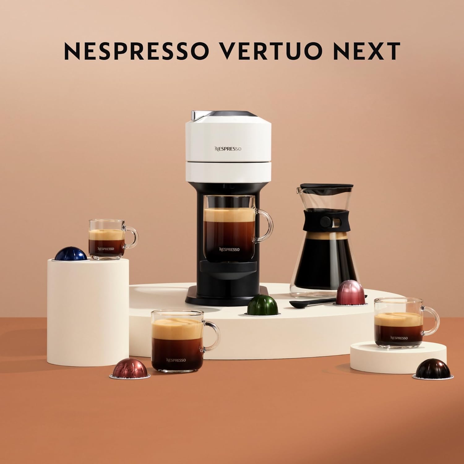 Nespresso Machine à café à capsules DeLonghi ENV 120.BWAE Vertuo Next Premium avec mousseur à lait, marron