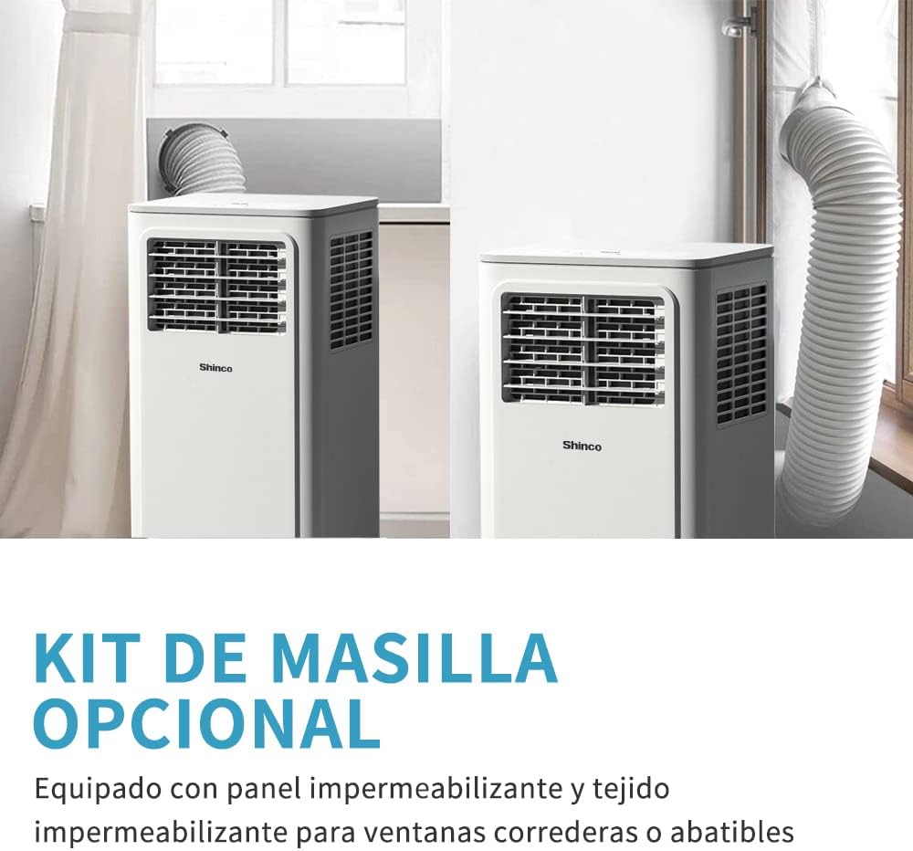 SHINCO Climatiseur mobile, 7000 BTU 2,05kW, Refroidir&Ventilation&Déshumidification, taille de la pièce jusqu'à 54m³(18㎡), Climatiseur mobile avec tuyau d'évacuation et tuyau de vidange, mode sommeil