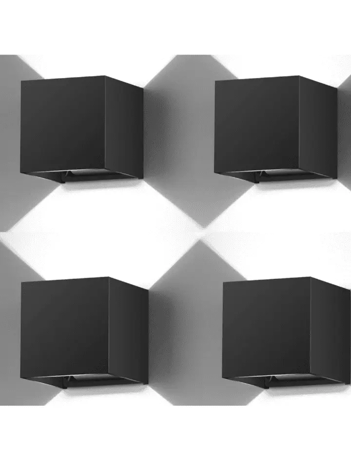 20W Outdoor Wall Sconces Lamp 6500K Up and Down Square LED Modern Wall Light Adjustable Black Porch Light IP65 Waterproof Aluminum Exterior Fixture for,Stair,Garage,Patio,Garden (4 Pack)