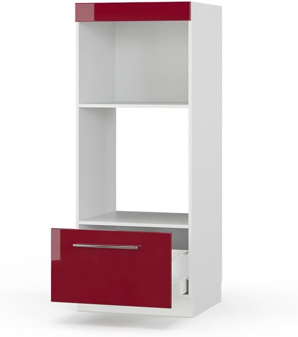 Vicco Meuble pour Four Fame-Line, Blanc Haute Brillance/Blanc, 60 cm avec étagères Ouvertes