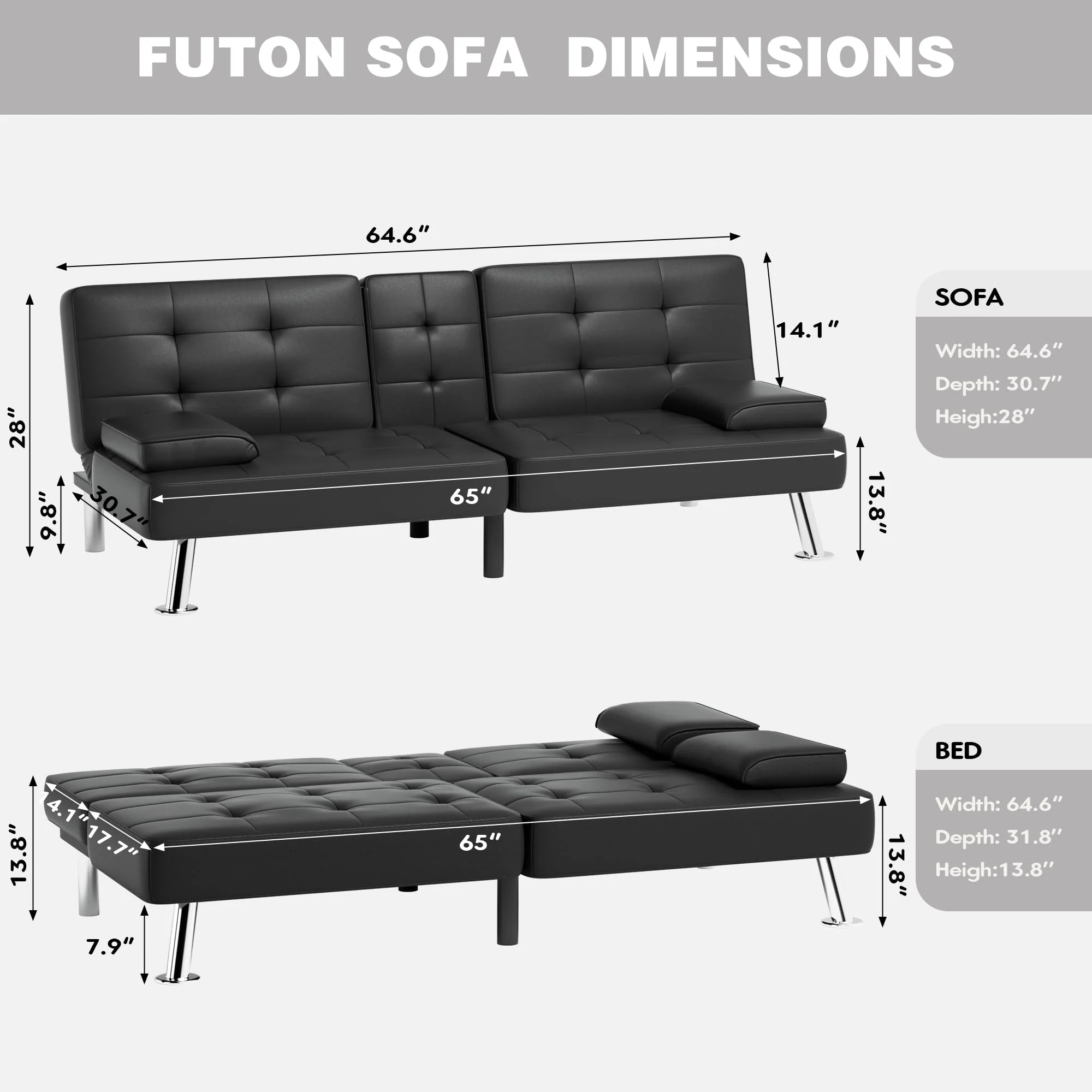 JUMMICO Modern Convertible Folding Futon Sofa Bed