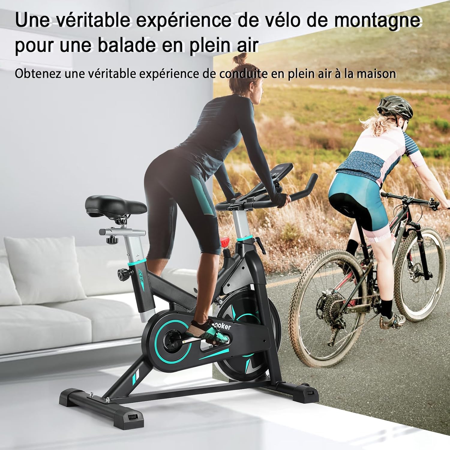 Wenoker Vélo d'Appartement Spinning, Résistance Magnétique Ajustable, Vélo d'Exercice à Siège Confortable et Écran, Entrainement Cardio Home Trainer, capacité de charge de 160 kg