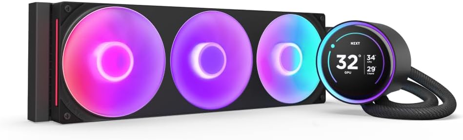 NZXT Kraken Elite 280 RGB - Refroidisseur de liquide CPU AIO - Radiateur 280mm - Ventilateur F280 RGB - IPS LCD 2,72 personnalisable - Turbine Pump - LGA 1700 1200 115X 1851 / AM5 AM4 - Noir