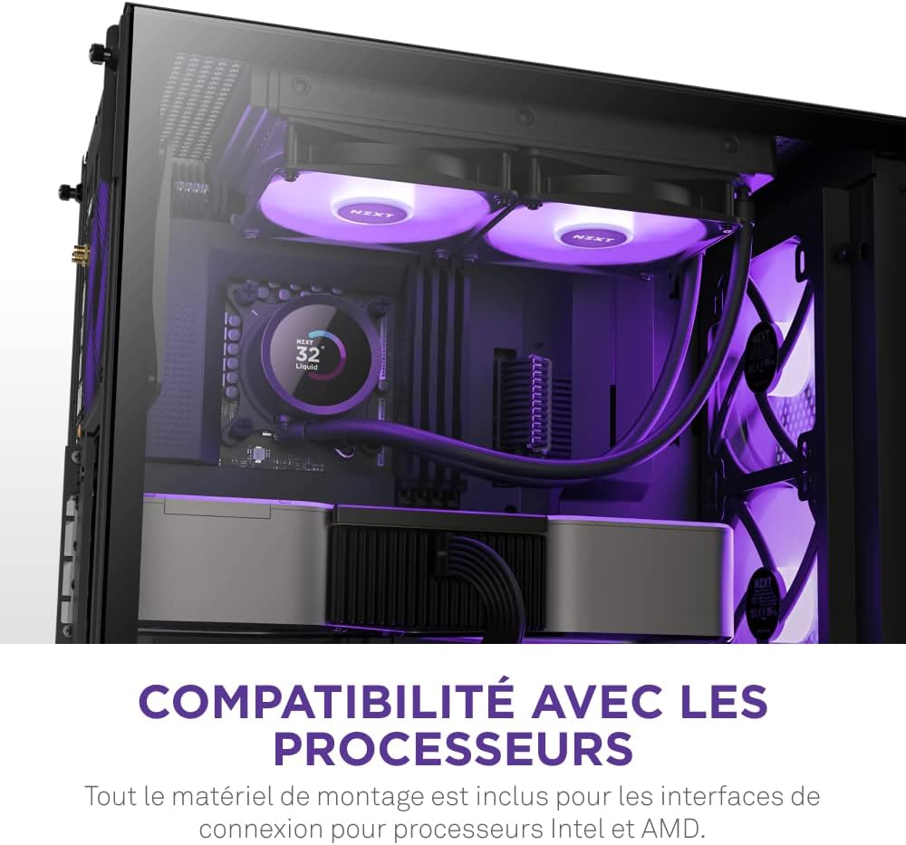 NZXT Kraken Elite 280 RGB - Refroidisseur de liquide CPU AIO - Radiateur 280mm - Ventilateur F280 RGB - IPS LCD 2,72 personnalisable - Turbine Pump - LGA 1700 1200 115X 1851 / AM5 AM4 - Noir