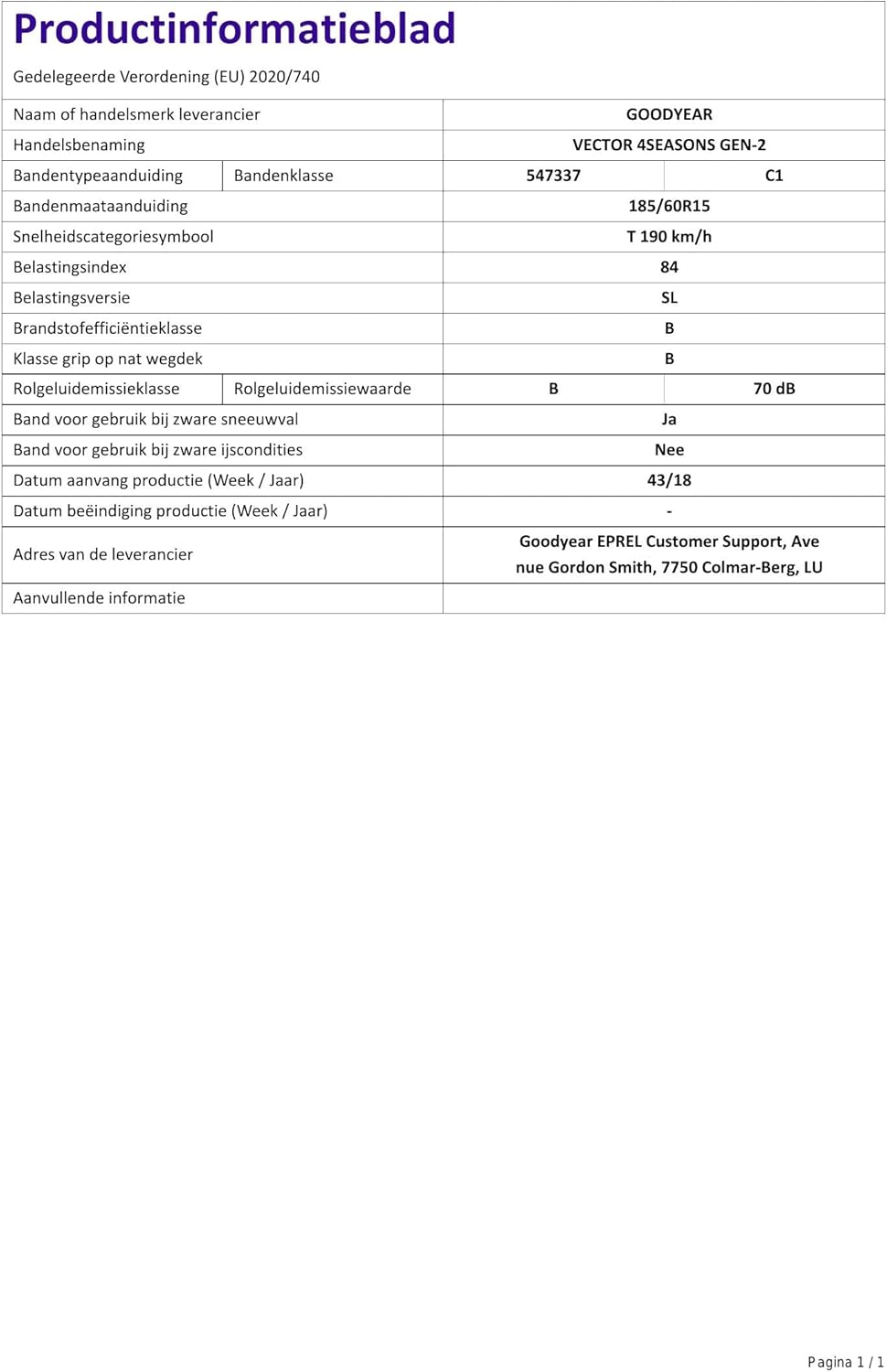 Goodyear Vector 4Seasons G2 M+S - 195/55R16 87H - Pneu 4 saisons