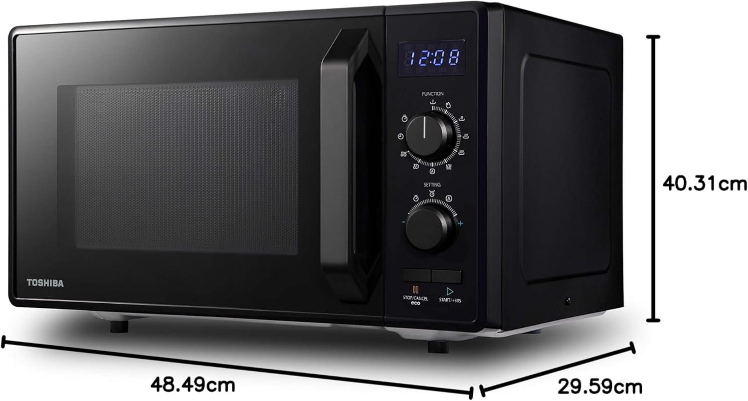 Toshiba Four à micro-ondes 4-en-1 25L MV-TC25T(BK), Technologie Origin Inverter, Micro-ondes avec friteuse à air chaud & Air chaud & Grill & Fonction Combi, 2100 W, Noir