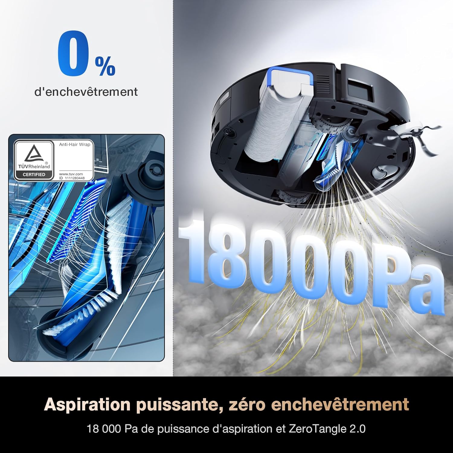 ECOVACS X8 PRO OMNI Robot Aspirateur Laveur avec Station Tout-En-Un, Puissance 18000Pa, Nettoyage Automatique Instantané OZMO ROLLER, Nettoyage à l'eau chaude 75℃, Ajout Solution Nettoyage Automatique