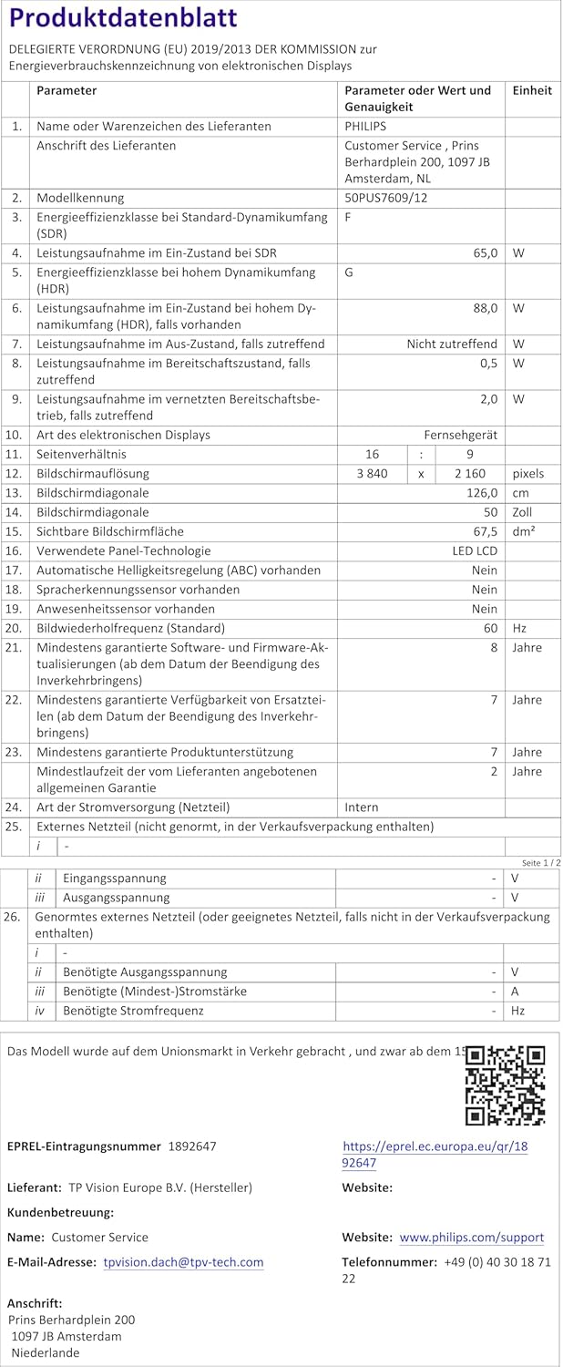 Philips 50PUS7609 Smart TV LED 4K - Écran 50 Pouces avec Plate-Forme Pixel Precise Ultra HD Titan OS et Son Dolby Atmos, Fonctionne avec Alexa et l’Assistant Vocal Google - Gris Anthracite