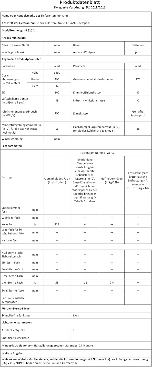 Bomann, KG320, Réfrigérateur et congélateur 175L, Contrôle de la température en continu, Charnières de porte à droite, interchangeables, Pieds réglables, Inox